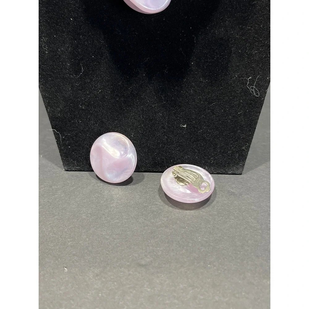 Vintage Lavender Pink Double Strand Beaded Necklace and Clip On Earring Set